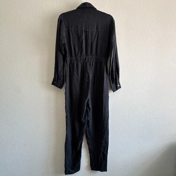 DÔEN Serre Zip Front Utility Silk Jumpsuit Black size XS - Picture 9 of 14